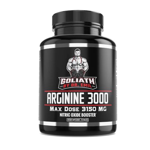 Dr. Emil L-Arginine 3000, High Dose Nitric Oxide Booster, 90 Tablets | High-Dose Formula to Support Healthy Blood Flow, Circulation, Endurance, and Intense Workout Pump Support