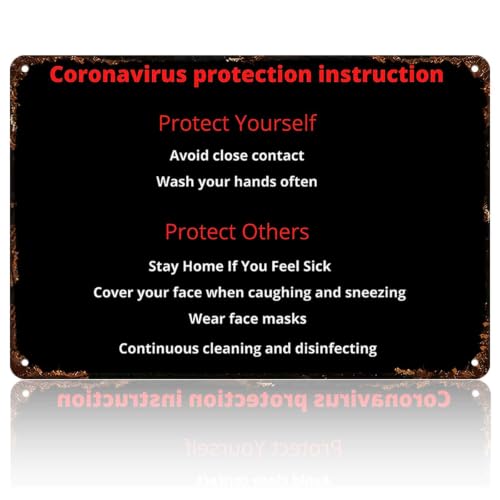 Coronavirus Protection Instruction Metal Sign 8 x 12 Inch