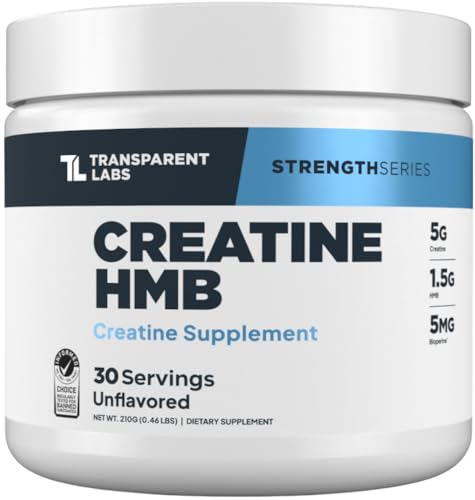 Transparent Labs Creatine HMB - 30 Servings, Unflavored | Creatine Monohydrate Powder with HMB for Muscle Growth, Enhanced Energy Output & Strength, & Improved Athletic Performance