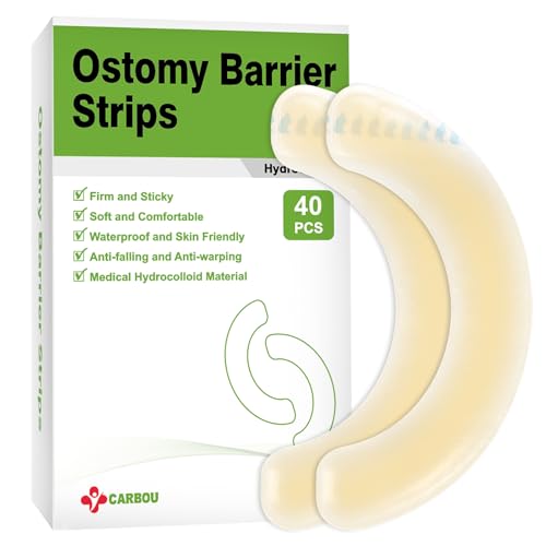 Carbou 40 Pcs Elastic Ostomy Barrier Strips, Hydrocolloid Waterproof Leak