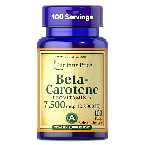 Puritan's Pride Beta Carotene Provitamin A 7,500mcg (25,000 IU) | Vitamin Supplement