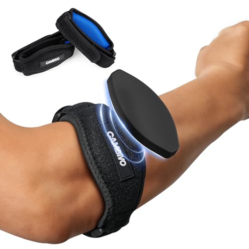 CAMBIVO 2 Pack Tennis Elbow Brace Strap for Tendonitis, Black | EVA Compression Pad, Adjustable Strap with Premium Velcro, for Men and Women, Golfer's Elbow, Counterforce Brace, Breathable
