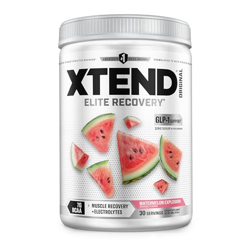 Xtend Original BCAA Powder, Zero Sugar, Watermelon Explosion, 30 Serv | Supports muscle repair, hydration and endurance with L-glutamine and essential electrolytes.