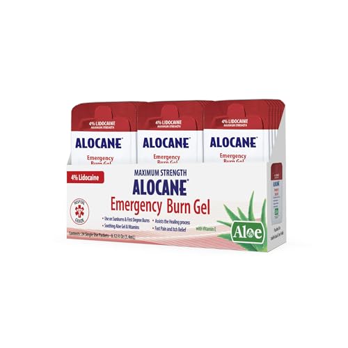 ALOCANE Emergency Burn Gel, First Aid Burn Cream, 4% Lidocaine, 24 Ct