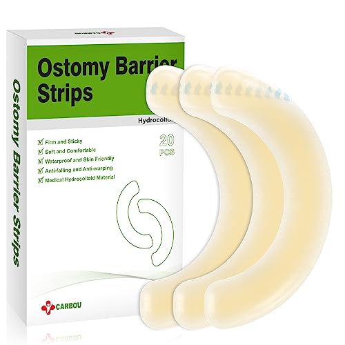 Carbou 20 Pcs Elastic Ostomy Barrier Strips, Hydrocolloid Waterproof Leak