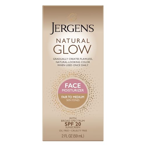 Jergens Natural Glow Face Self Tanner Lotion SPF 20, Fair To Medium,
