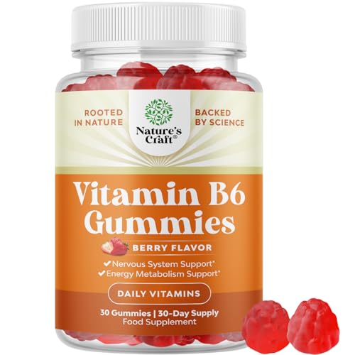 Vitamin B6 Gummies 50mg for Pregnancy Nausea, Berry - 30 Count |