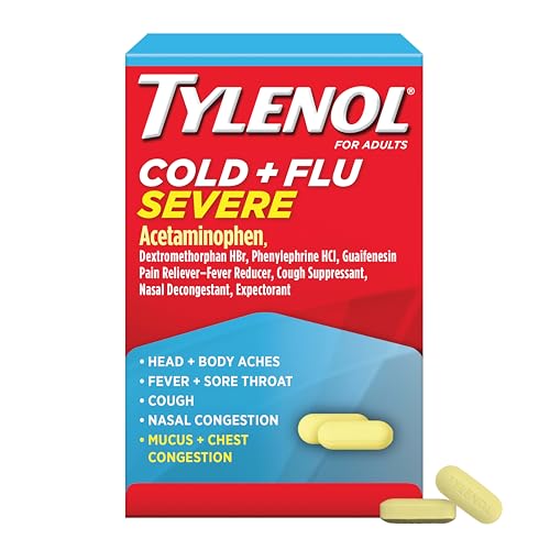 Tylenol Cold + Flu Severe Caplets with Acetaminophen, 48 Ct | Fever