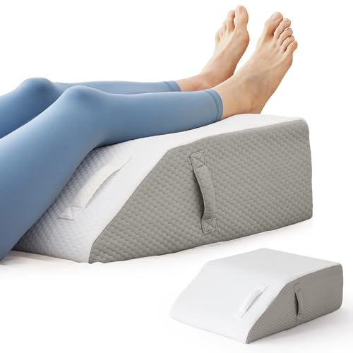 BIEEZZK Leg Elevation Pillow Blood Circulation, 23.6×16.8×8in, White/Grey | Leg Elevating Pillows