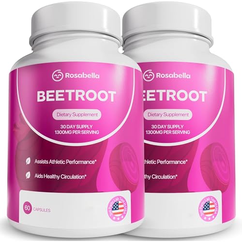 Rosabella Organic Beet Root Capsules - 1300mg Beet Root Powder Aids Healthy