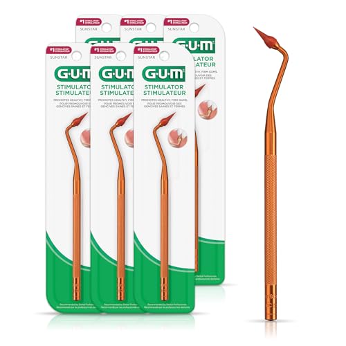 GUM Stimulator Permanent Handle with Rubber Tip, 1 Count (6 Pack) | Long-Handled Gum Massager & Plaque Remover for Teeth and Gum Health