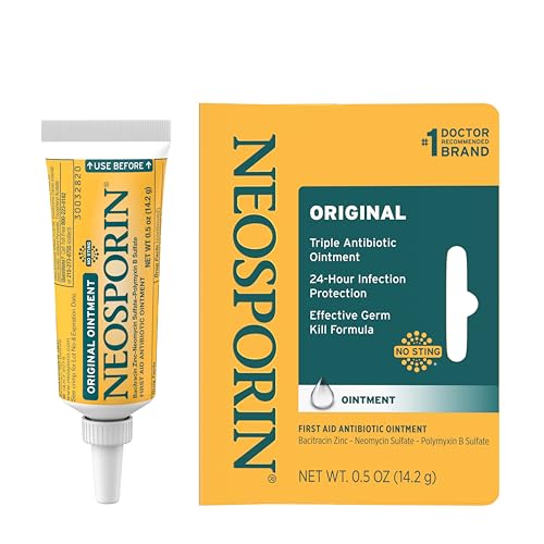 Neosporin Original Triple Antibiotic Ointment, 0.5 oz | 24-Hour Infection Protection with Bacitracin Zinc, First Aid Wound Care Treatment, Helps Minimize Appearance of Scars