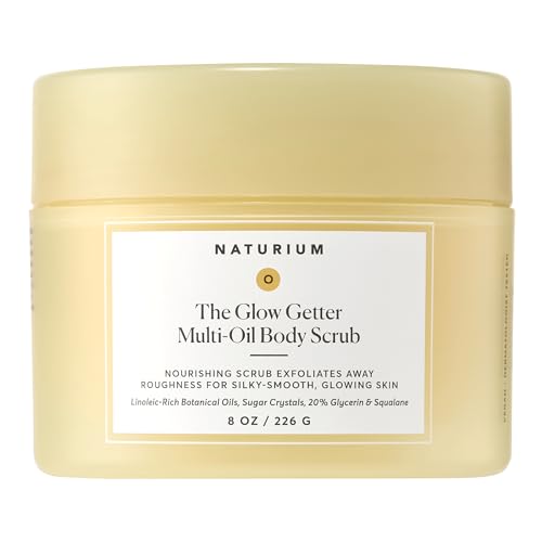 Naturium The Glow Getter Multi-Oil Body Scrub, 8 fl oz | Hydrating Exfoliator for Smooth Skin & Natural Radiance, with Linoleic-Rich Oils, Sugar Crystals, Glycerin & Squalane