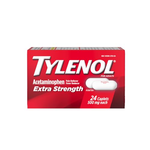 TYLENOL Extra Strength Acetaminophen 500 mg Caplets 24 each | Pain Reliever & Fever Reducer, Minor Arthritis Pain, Headache, Backache & Toothache
