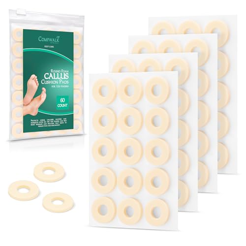 Comfwalk Callus Cushions Pads, 60-Count, Round Soft Foam, Beige Skin Color |