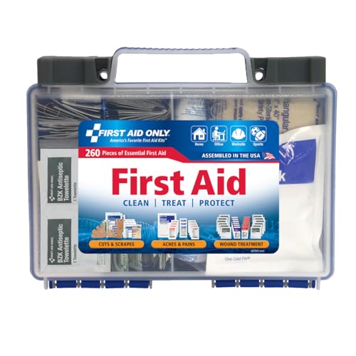 First Aid Only 260-Piece All-Purpose First Aid Kit for Home, Car &