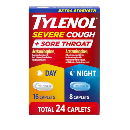 Tylenol Severe Cough + Sore Throat Day/Night, Acetaminophen, 24 ct | Combo
