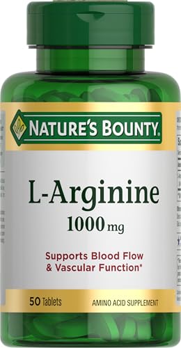 Nature's Bounty L-Arginine 1000mg, Non-GMO, Gluten Free, 50 Tablets | Supporting Blood