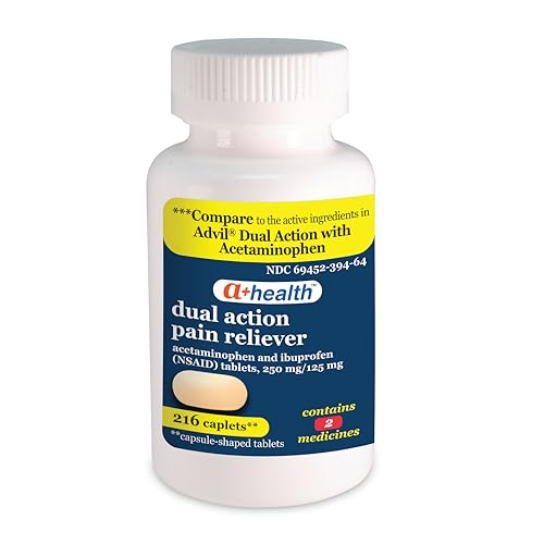 A+Health Dual Action Pain Relief Ibuprofen Acetaminophen Caplets 216 Count | Contains