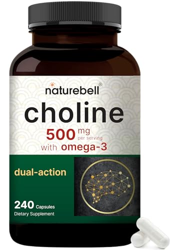 NatureBell Choline 500 mg with Omega-3 Fatty Acids, 240 Capsules | Extra