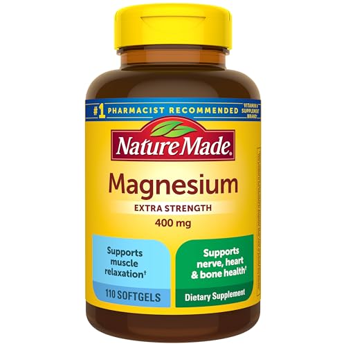 Nature Made Magnesium Oxide Extra Strength 400 mg, 110 Softgels | Magnesium Supplements for Men and Women, Support for Muscle, Nerve, Bone and Heart, 110 Day Supply