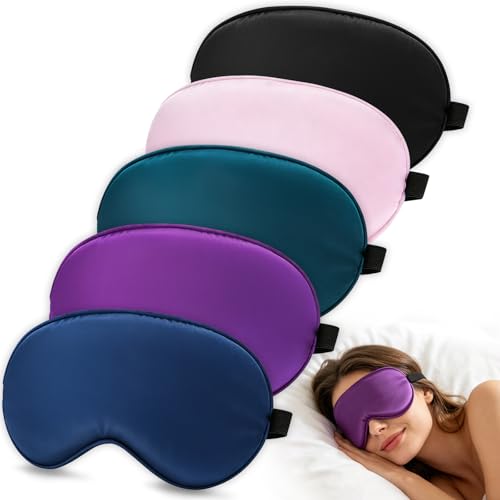 LUMORY 5P Silk Sleep Mask, 5-Color Eye Mask for Sleep with Adjustable
