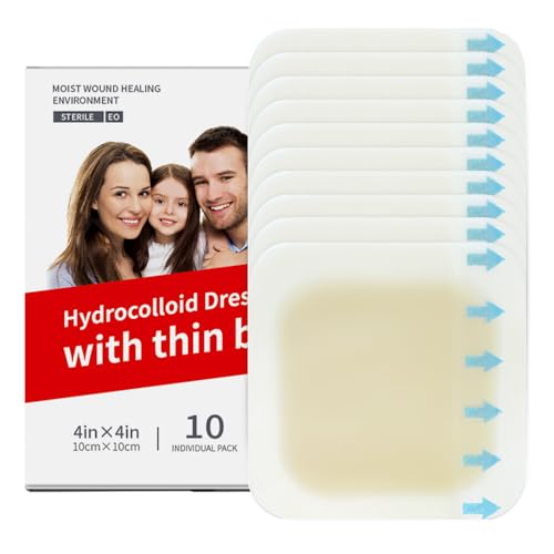 Safirst Hydrocolloid Wound Dressing with thin Border 10 Packs Adhesive Bandages for Wounds Absorbent Bandaging Pads for Wound Care