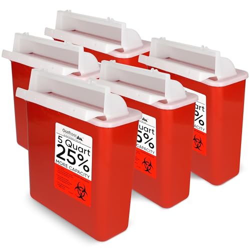Oakridge Products Sharps Container for Home Use and Professional 5 Quart (5-Pack),