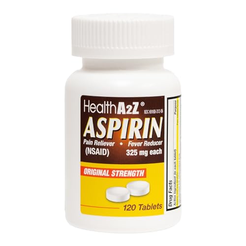 HealthA2Z® Aspirin 325mg, Uncoated Tablets, Original Strength, Pain Reliever, Fever Reducer, DYE