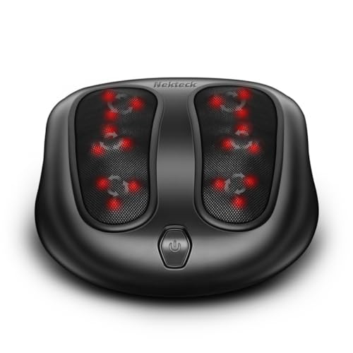 Nekteck Foot Massager with Heat, HSA Eligible FSA Massage Tools Gifts | Shiatsu Heated Electric Kneading Foot Massager Machine for Plantar Fasciitis, Built-in Infrared Heat Function and Power Cord