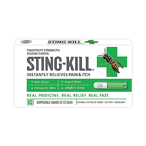 Sting-kill Anesthetic Swabs, Bee Sting & Bug Bite Relief, 10-Count | Bug
