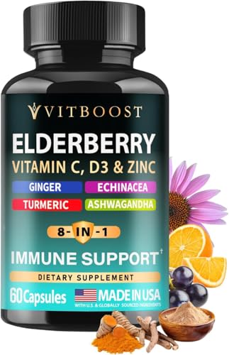 VITBOOST Elderberry Immune Support Supplement 8 in 1 with Vitamin D 5000