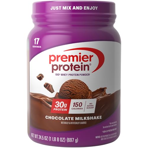 Premier Protein 30g High Protein Powder, 100% Whey, Chocolate, 17 Servings | No Added Sugar, Supports Muscle Health, Soy & Gluten-Free, 1.44 lb