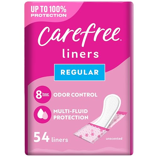 Carefree Panty Liners for Women, Regular, Wrapped, Unscented, 54 ct