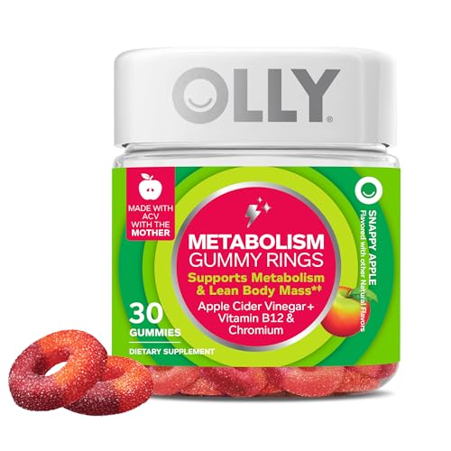 OLLY Metabolism Gummy Rings, Cellular Energy Supplement,* ACV - 30 Count |