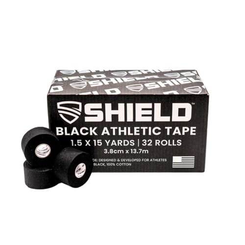 SHIELD Athletic Tape, 1.5 in x 15 yd, 32-Roll Case, Black