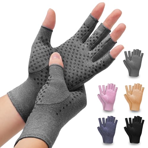 DRNAIETY 2-Pair Arthritis Compression Gloves for Hand Arthritis, Fingerless | for Carpal