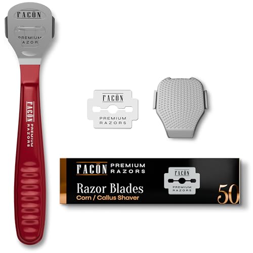 Facón Professional Callus Shaver Remover with 50 Blades, Pedicure Razor for Feet