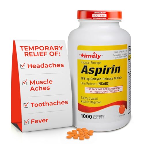 TIME-Cap Labs Regular Strength Aspirin 325mg Enteric Coated, 1000 Tablets | Delayed