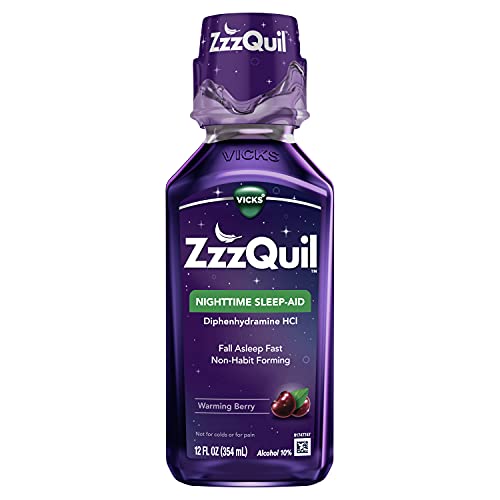 ZzzQuil Liquid Sleep Aid, Diphenhydramine 50mg HCl, Nighttime Sleep Aid Liquid, Sleep