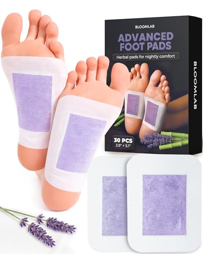 BloomLab Lavender Bamboo Vinegar Foot Pads with Ginger & Mugwort, 30 Count