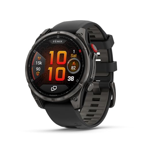 Garmin fēnix® 8 Pro, 51mm, Sapphire, DLC Titanium, Black/Pebble Gray | Premium Multisport Smartwatch, inReach® Technology, AMOLED Display, Built-In Flashlight, Dive-Rated, Built-In Speakers & Mic