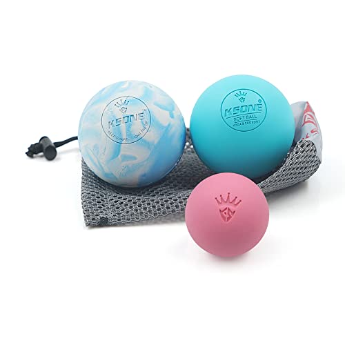 KSONE Massage Lacrosse Balls -Massage Balls for Myofacial Release&Trigger Point Therapy-Set of 2-Hard Lacrosse Massage Ball &Soft Massage Ball with one mini Ball