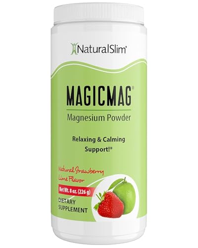 NaturalSlim MagicMag Magnesium Citrate Powder, Strawberry Lime, 8oz | Supports Relaxation, Restful