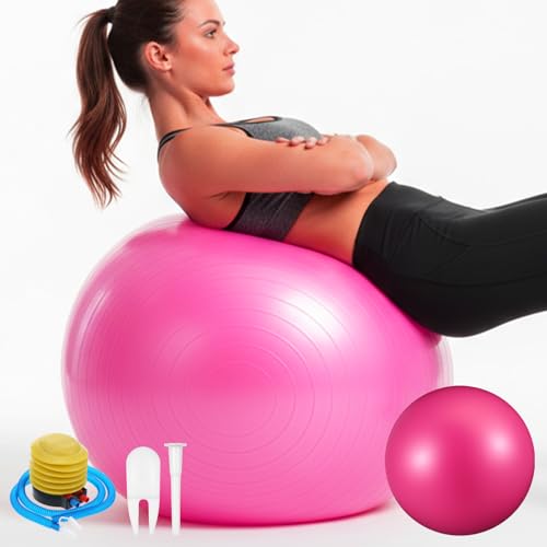 Kifmurase 2PCS Yoga Ball, 25Inch Thicked Anti-Burst Exercise Balls for Workout Stretching