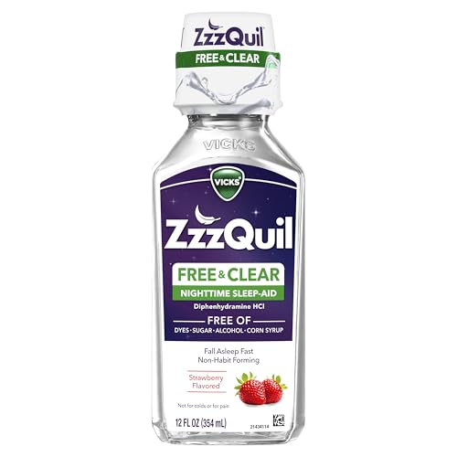 ZzzQuil, Nighttime Sleep Aid Liquid, Free of Alcohol & Artificial Dyes, 50