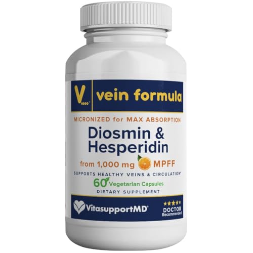 Vein Formula Diosmin Hesperidin 1000mg, Micronized Bioflavonoids Blend for Blood Circulation, Vein