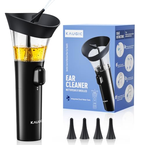 KAUGIC Ear Cleaner, Manual Wax Removal Kit, One-Hand Flushing, Black | Gentle