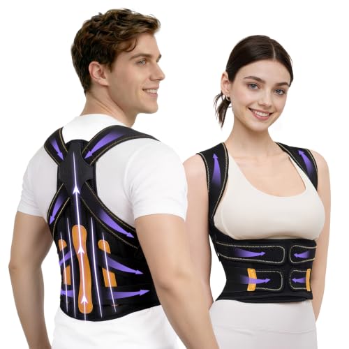 Posture Corrector for Women and Men, 5x Enhanced Support Back Brace, Medium | Adjustable Shoulder Brace, Armpit-Friendly, Breathable Mesh, Relief for Upper and Lower Back, Neck Pain, Improving Posture