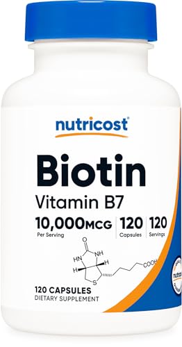 Nutricost Biotin (Vitamin B7) 10,000mcg (10mg), 120 Capsules, Gluten-Free | Vegan, GMO-Free